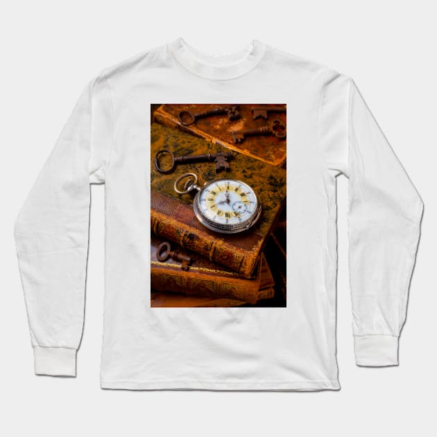 Beautiful Classic Pocketwatch On Old Books Long Sleeve T-Shirt by photogarry